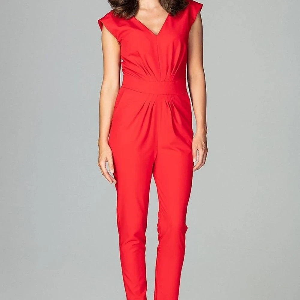 Women's Red Elegant Jumpsuit