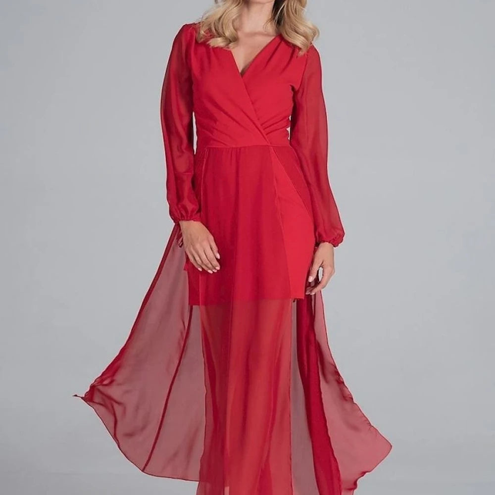 Maxi Chiffon Sleeve Evening Dress