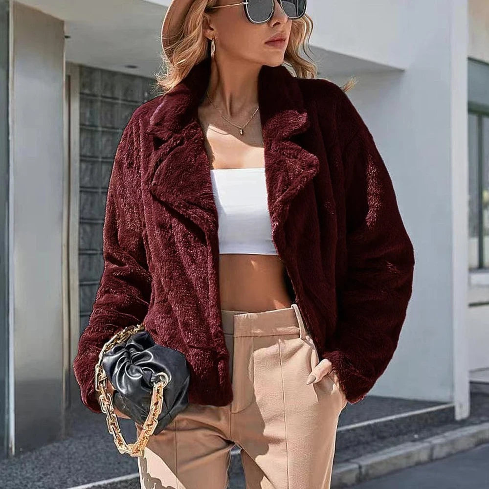 Women's Plush Open Shoulder Jacket