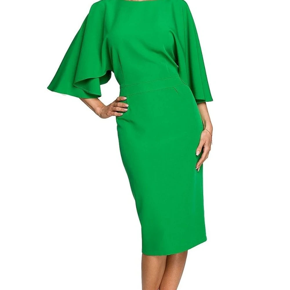 Knee-Length Cocktail Dress with Ruffled Sleeves