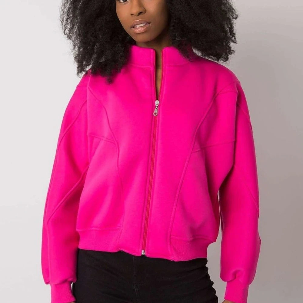 Zipper Sweatshirt Straight Cut Slip Pockets