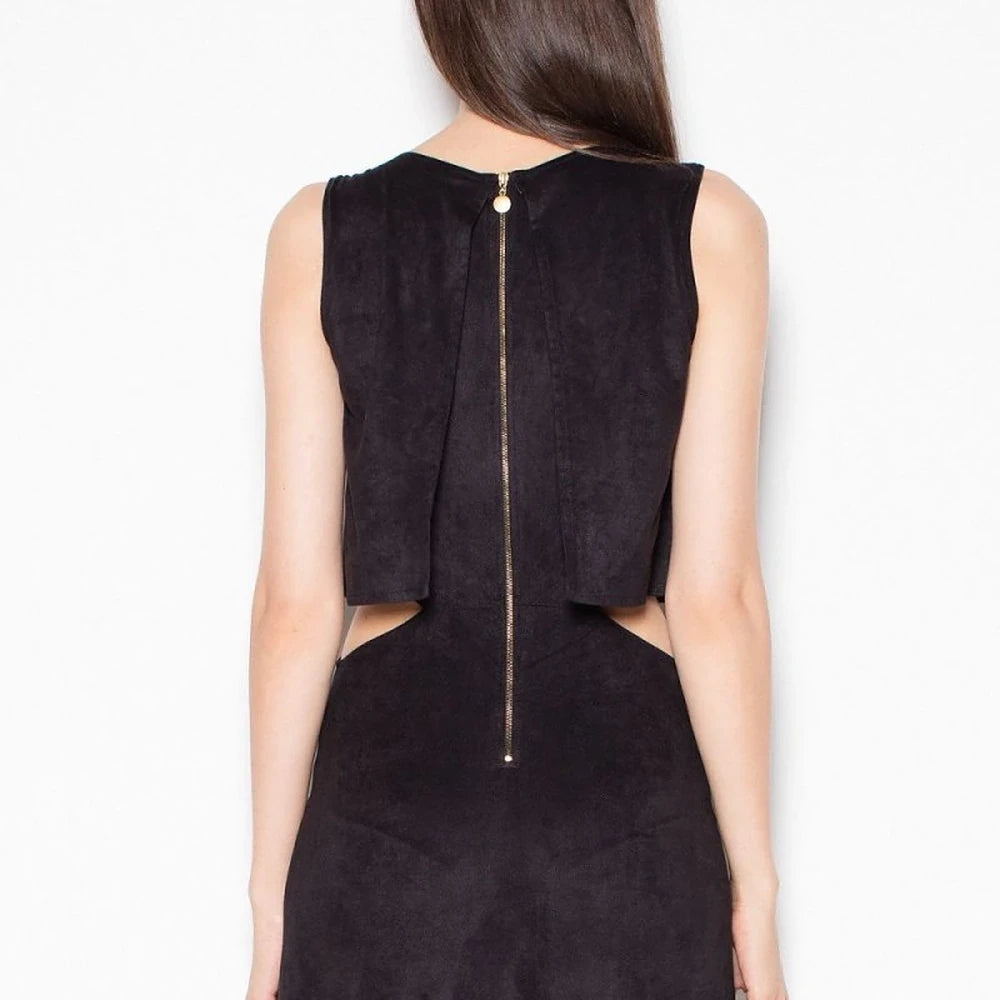 Suede-Like Day Dress with Cut-Outs