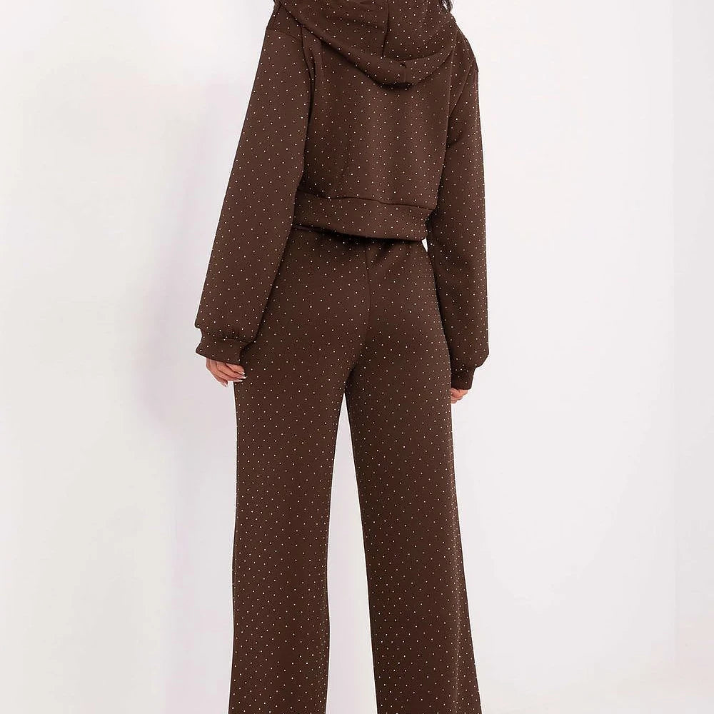 Women's Sweat Suit Set with Jet Stone Embellishments