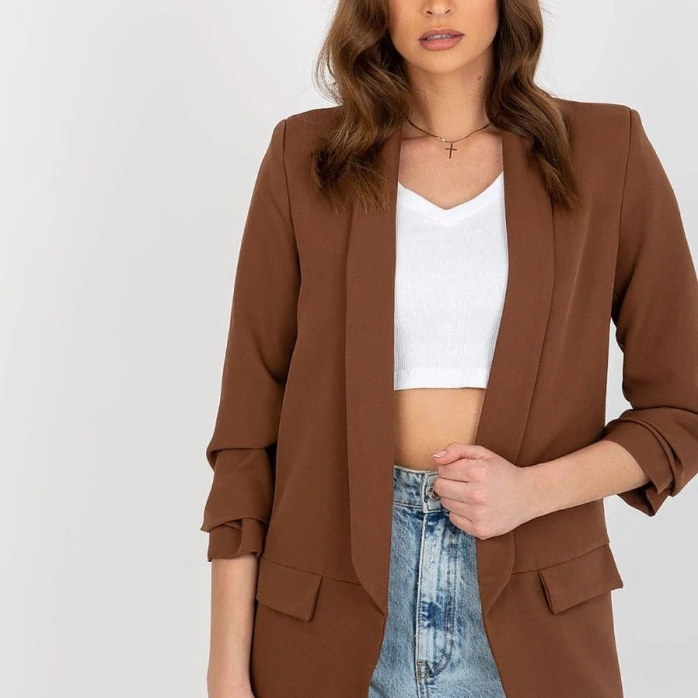 Women's Lined 3/4 Sleeve Unbuttoned Jacket