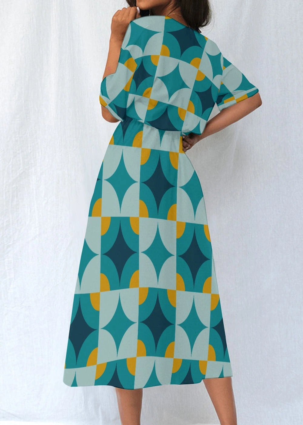 Polyester blend elastic waist dress