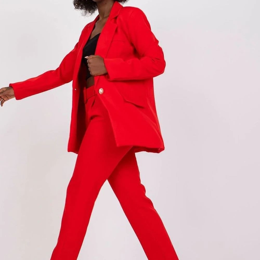 Long Sleeve Button Jacket with Shoulder Pads