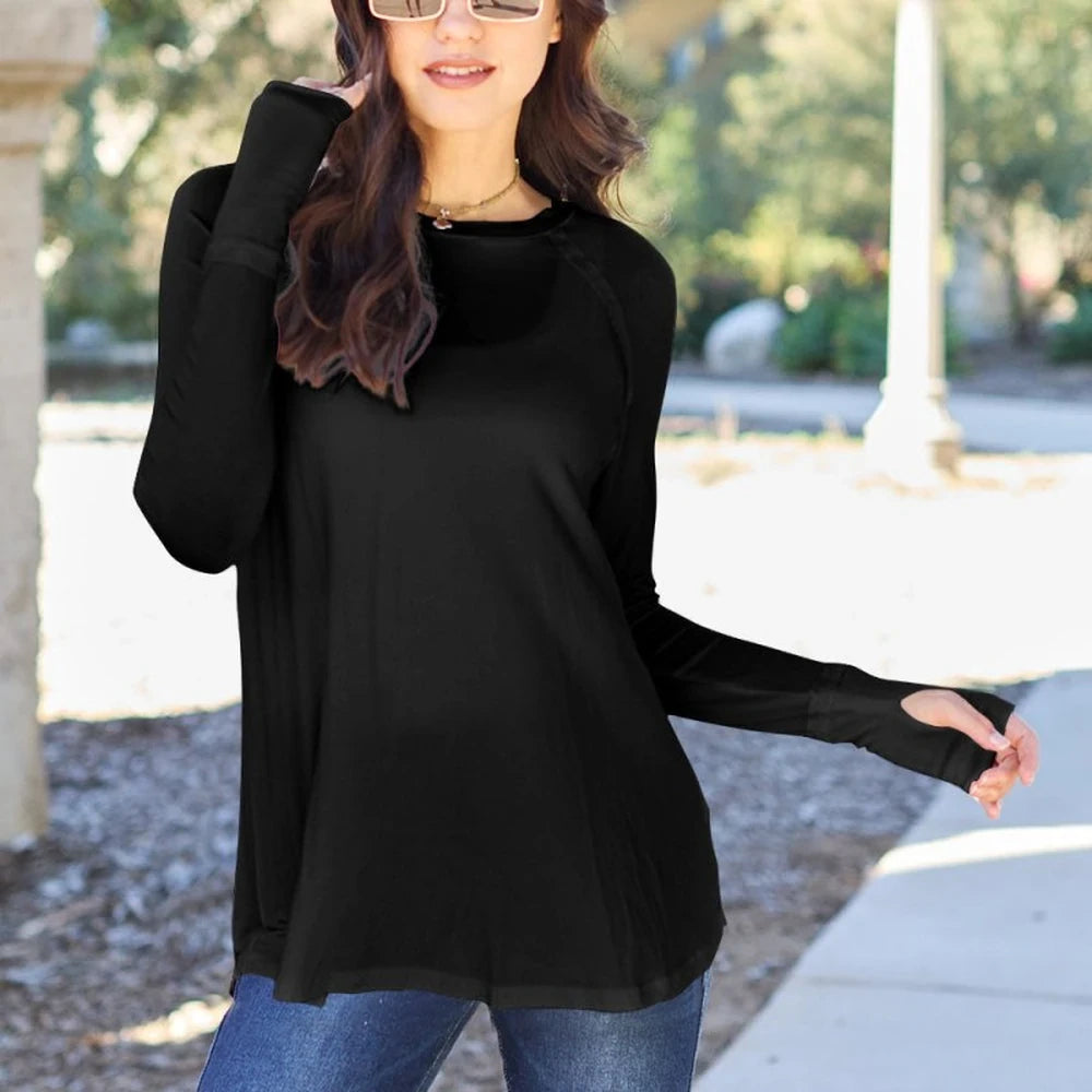 Women's Round Neck Long Sleeve Tee