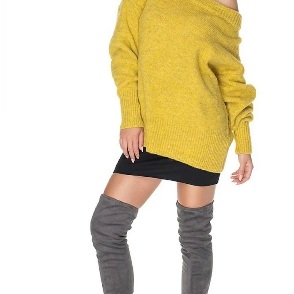Wool Blend Boat Neck Oversize Sweater