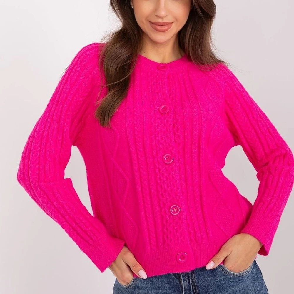 Variegated Texture Round Neck Cardigan