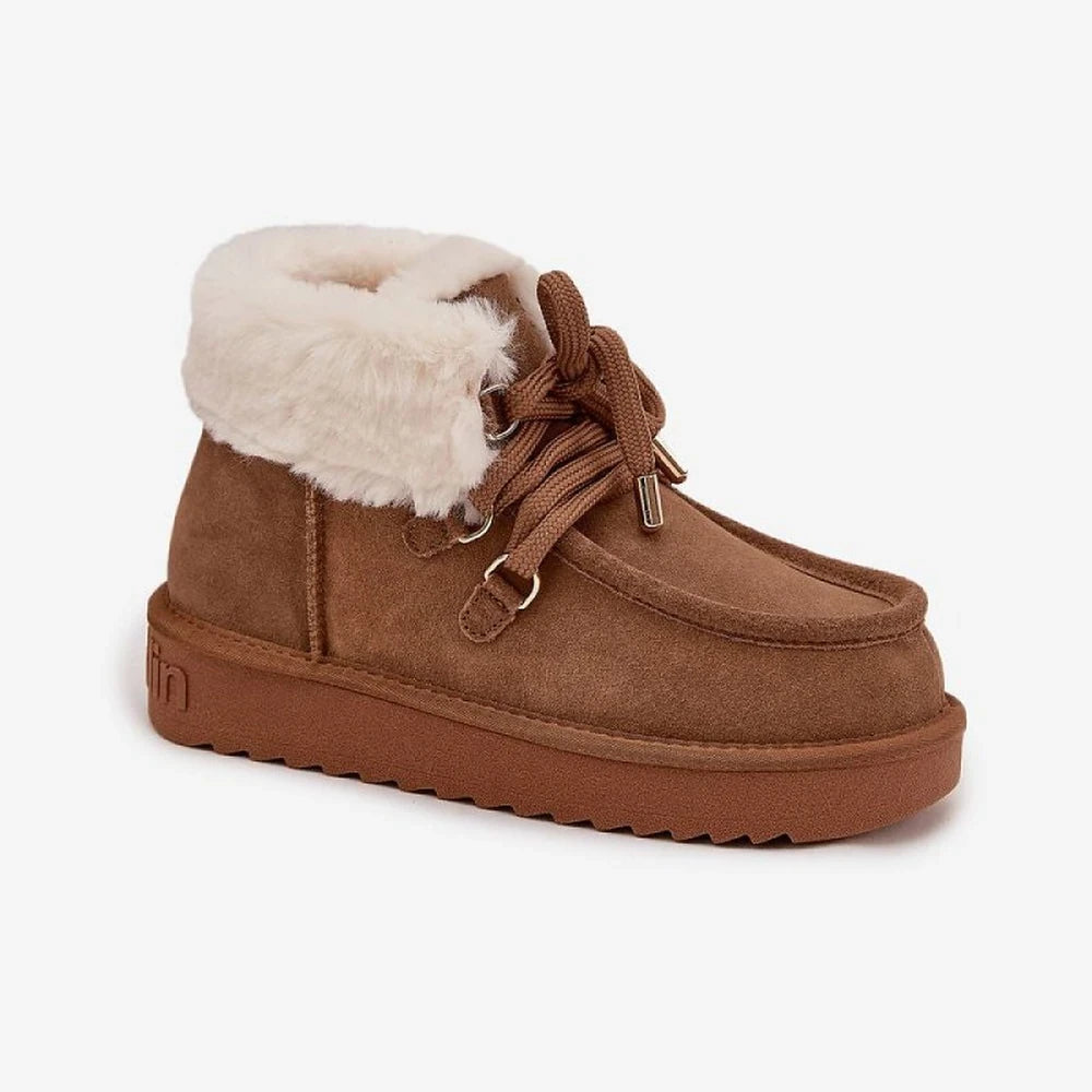 Women's Suede Snow Boots with Fur Lining