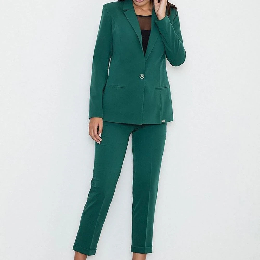 Cropped Trousers with Wide Waistband