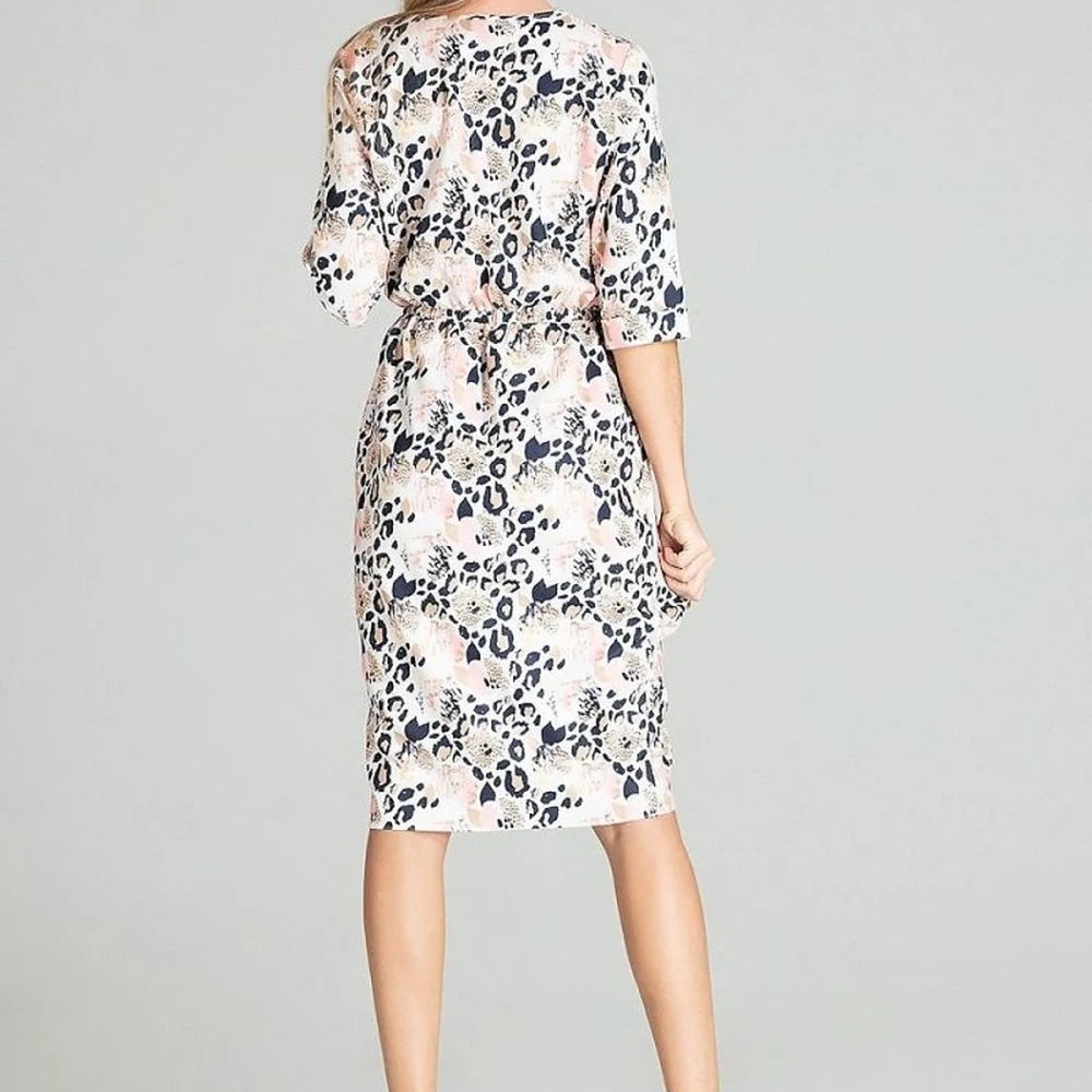 Checkered Midi Dress with 3/4 Sleeves