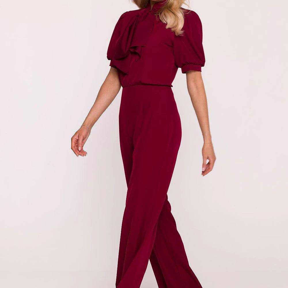 Women's Elegant Suit V-Neck Wide Leg Trousers