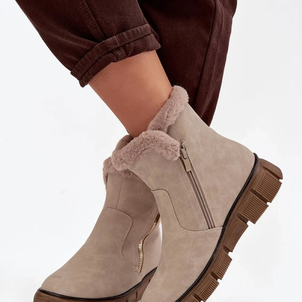 Women's Black Faux Leather Snow Boots