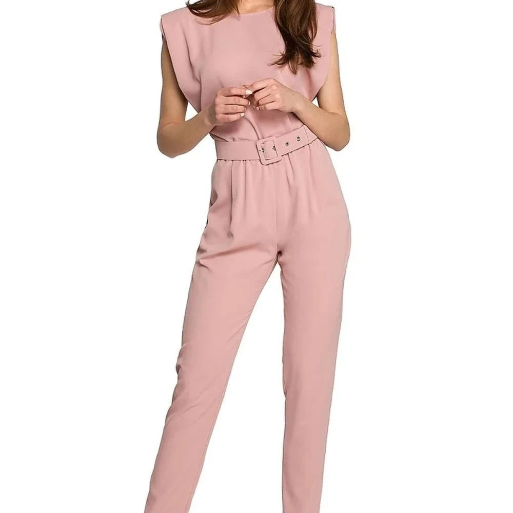 Loose Fit Jumpsuit with Belt and Buckle