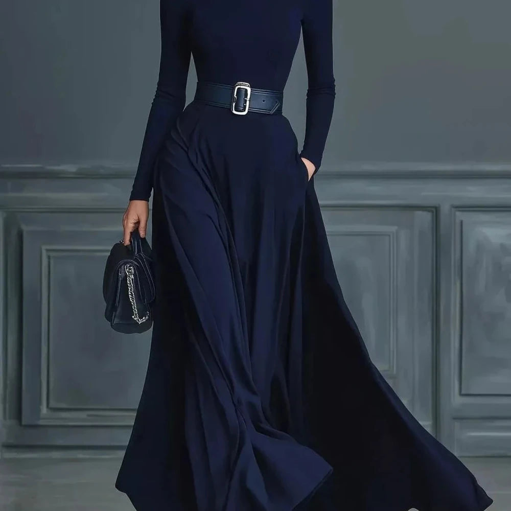 Turtleneck Long Sleeve Maxi Dress