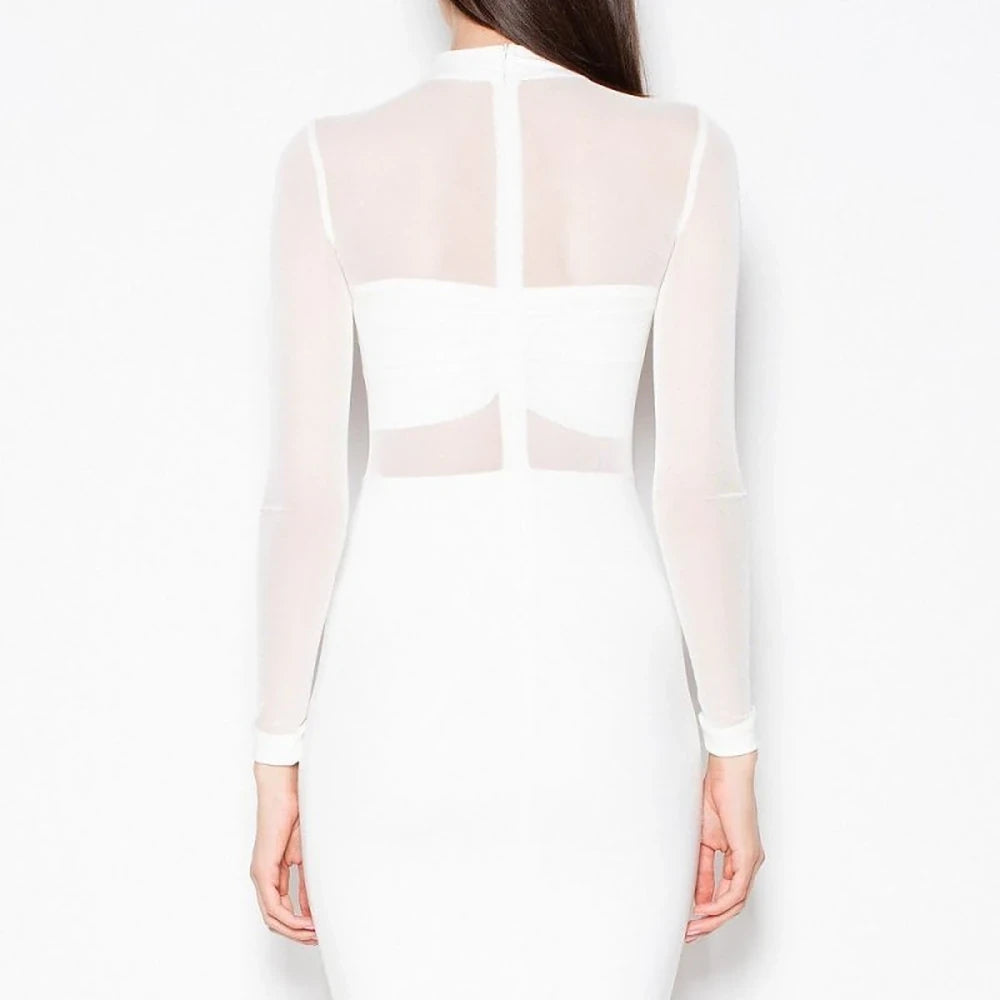Elegant Mesh Top Evening Dress