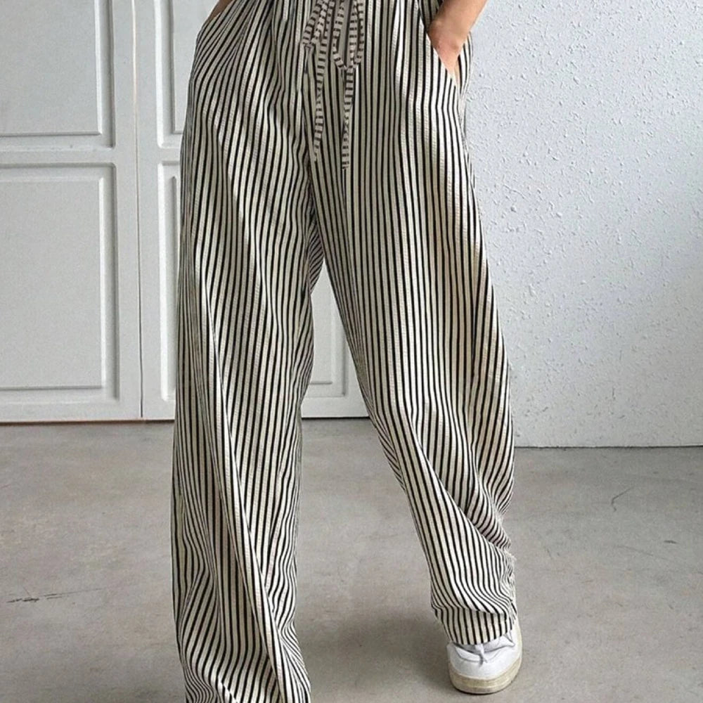 Striped Drawstring Waist Pants