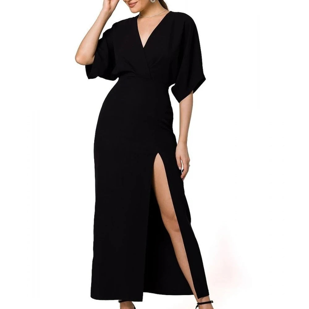 Long Evening Dress with High Leg Slit