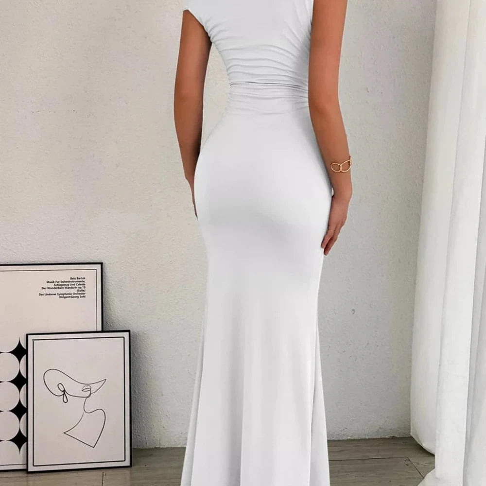 One-Shoulder Ruched Bodycon Maxi Dress