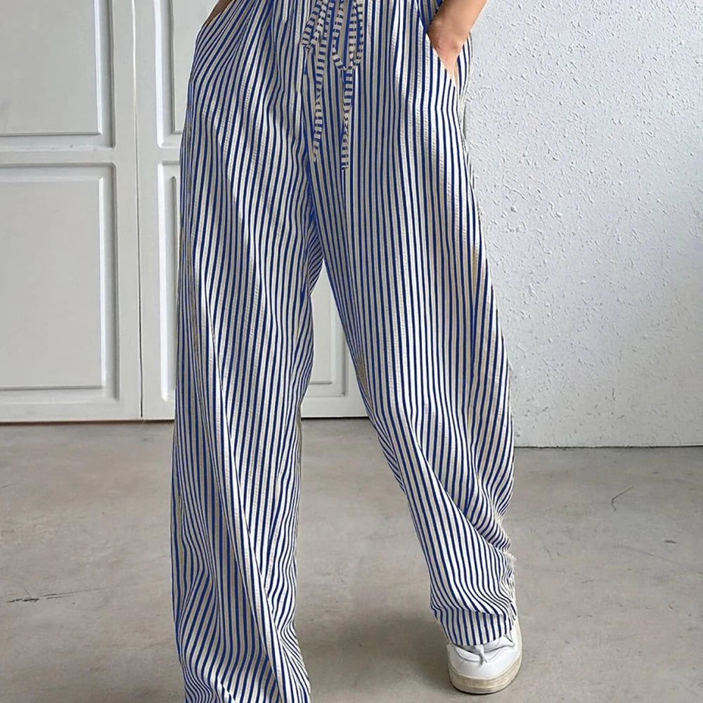 Striped Drawstring Waist Pants
