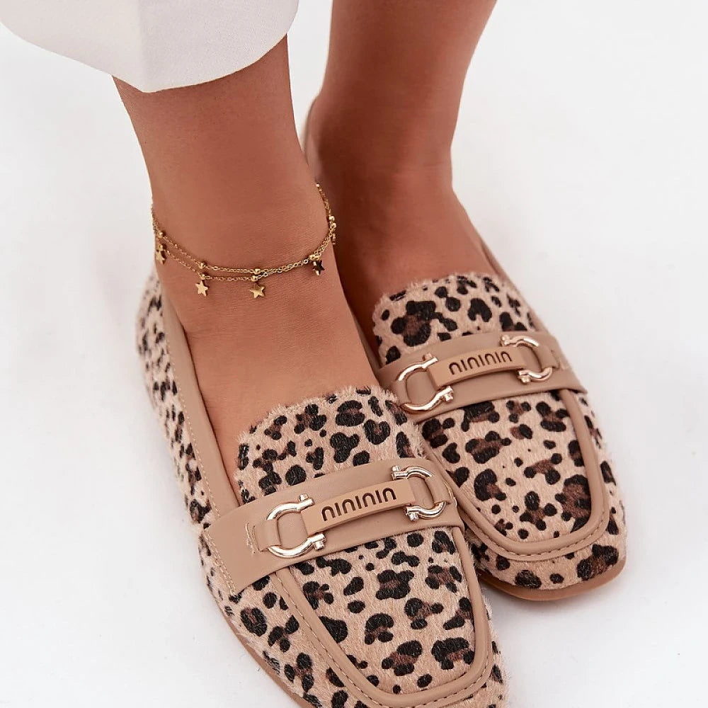 Beige Loafers with Decorative Element