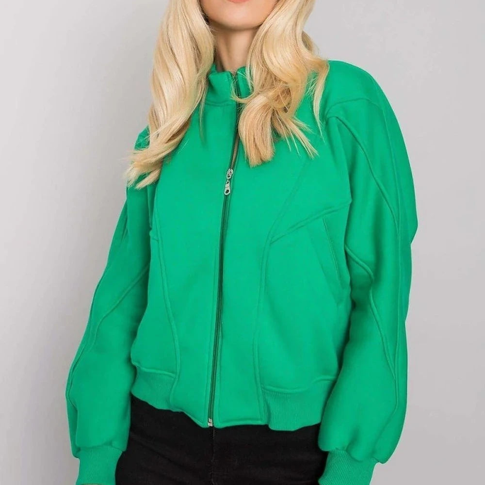 Zipper Sweatshirt Straight Cut Slip Pockets