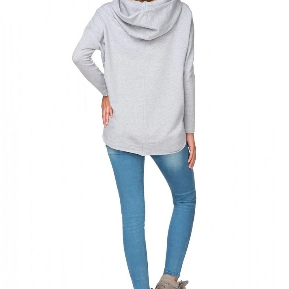 Knit Hooded Sweatshirt with Raw Edges