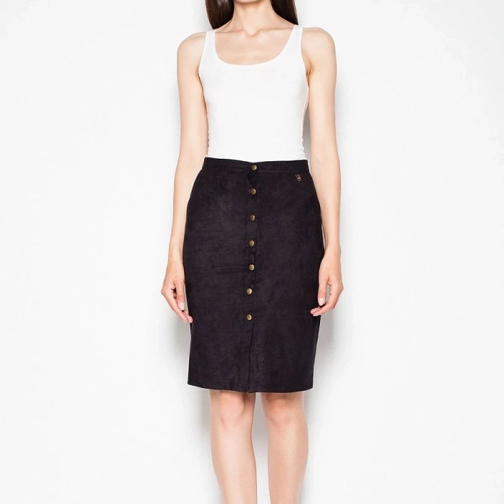 Midi Pencil Skirt with Decorative Buttons