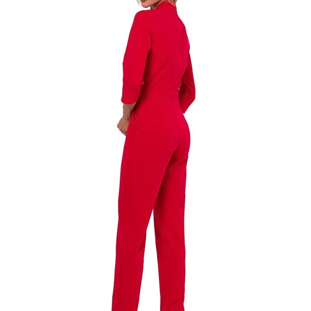 3/4 Sleeve Jumpsuit with Covered Zipper