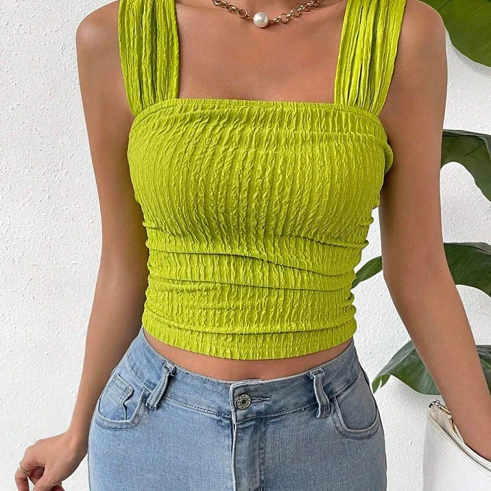 Textured Square Neck Tank Top
