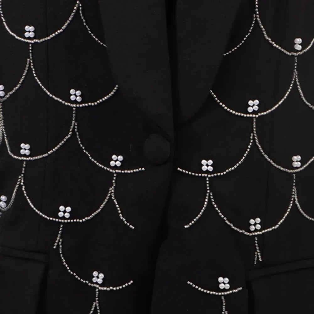 Pearl Detail Long Sleeve Blazer