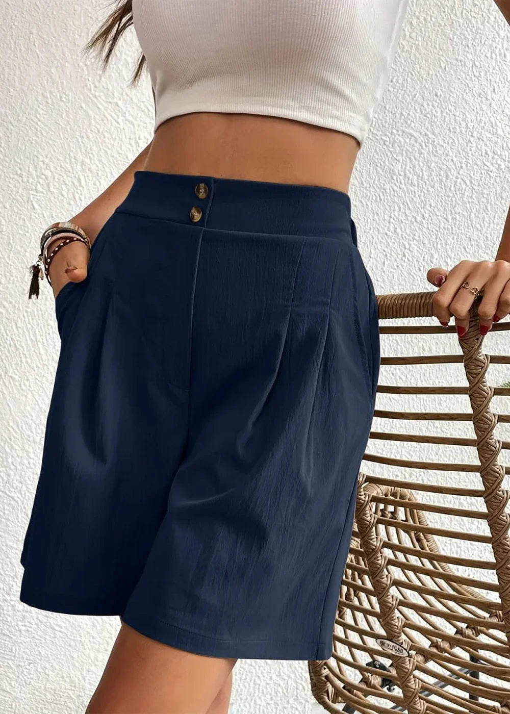 Pocketed Drawstring Waist Shorts