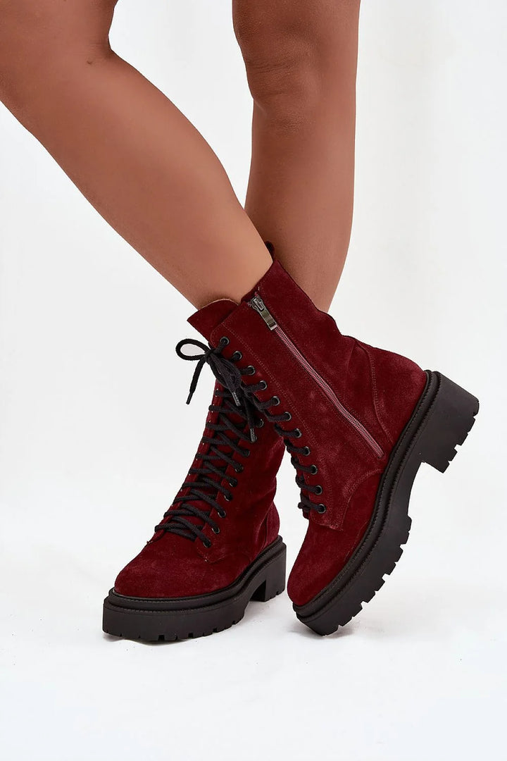 Women's Suede Platform Work Boots