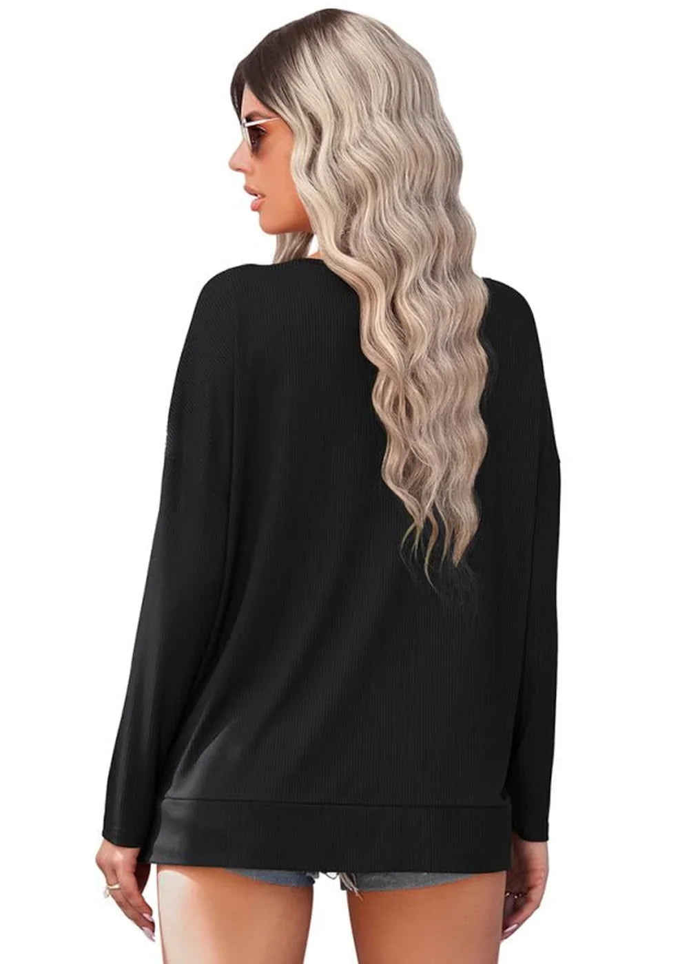 Women's olive green V-neck knit top