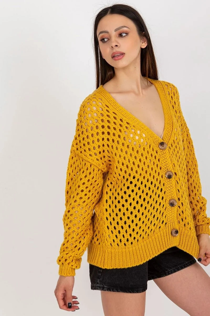 Black openwork sweater