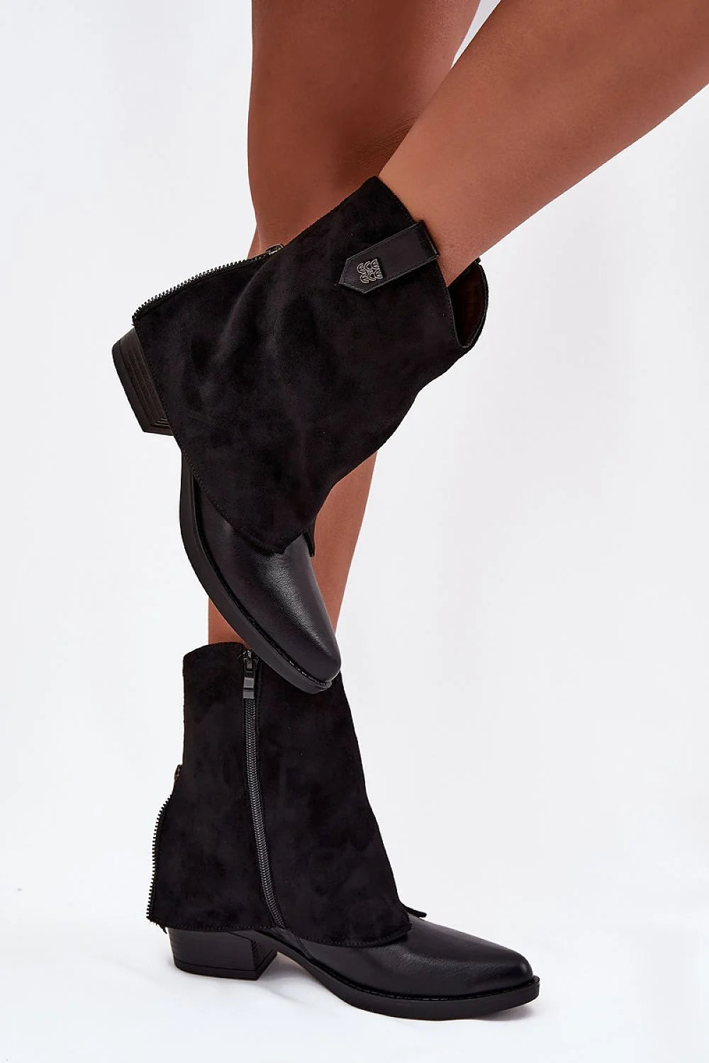 Black Suede Heel Boots