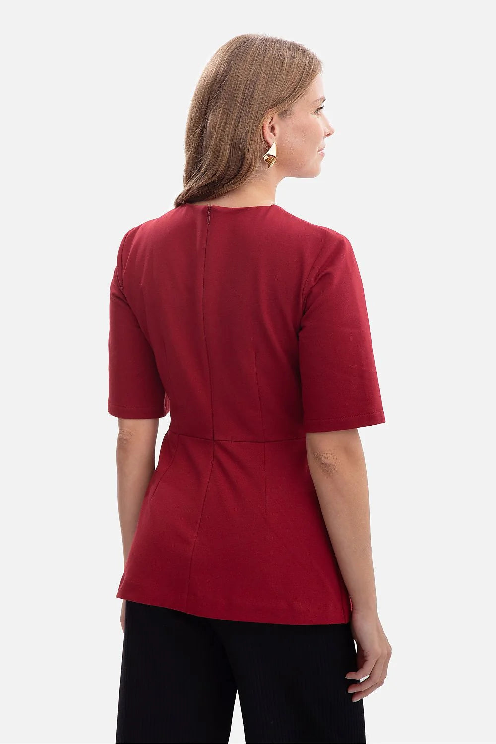 Red Cotton Spandex Blouse