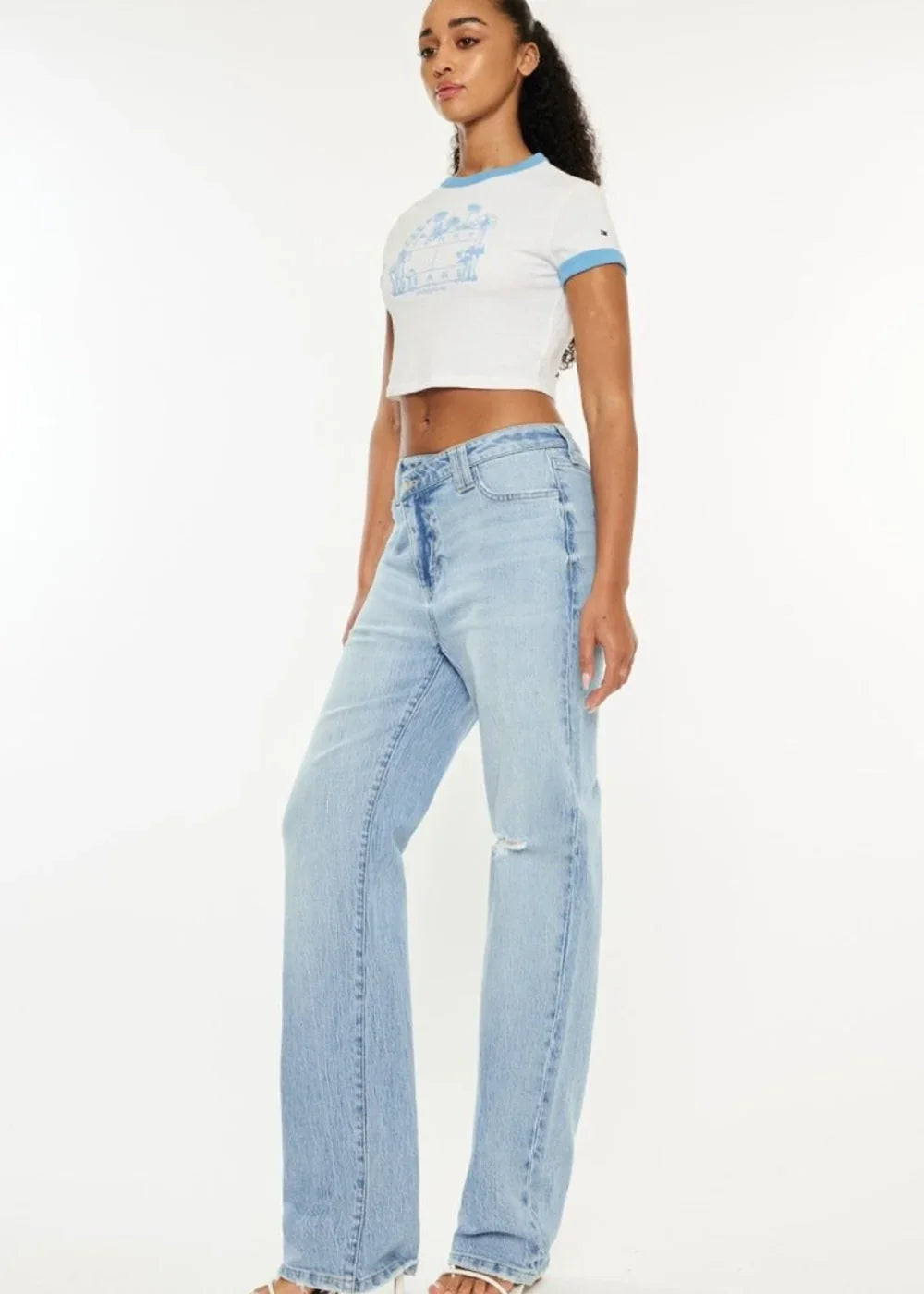 Ankle length straight leg jeans