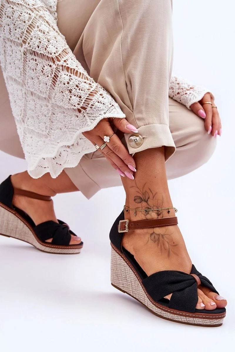 Beige heeled sandals with buckle strap