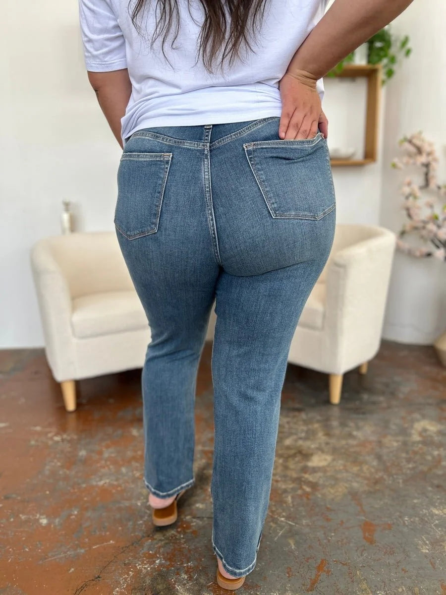 Close-up of denim fabric on jeans