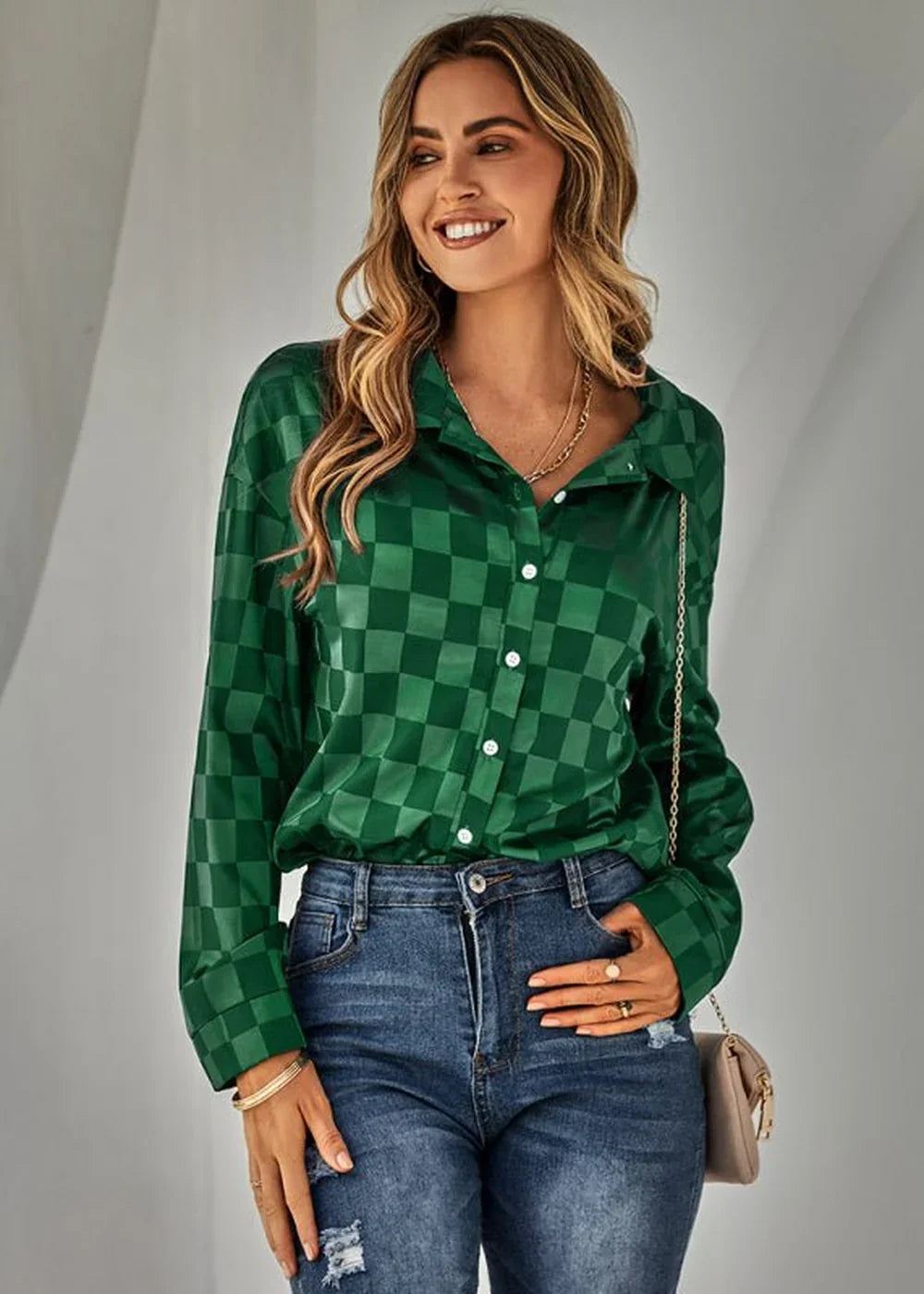 Blue plaid jacquard casual shirt jacket