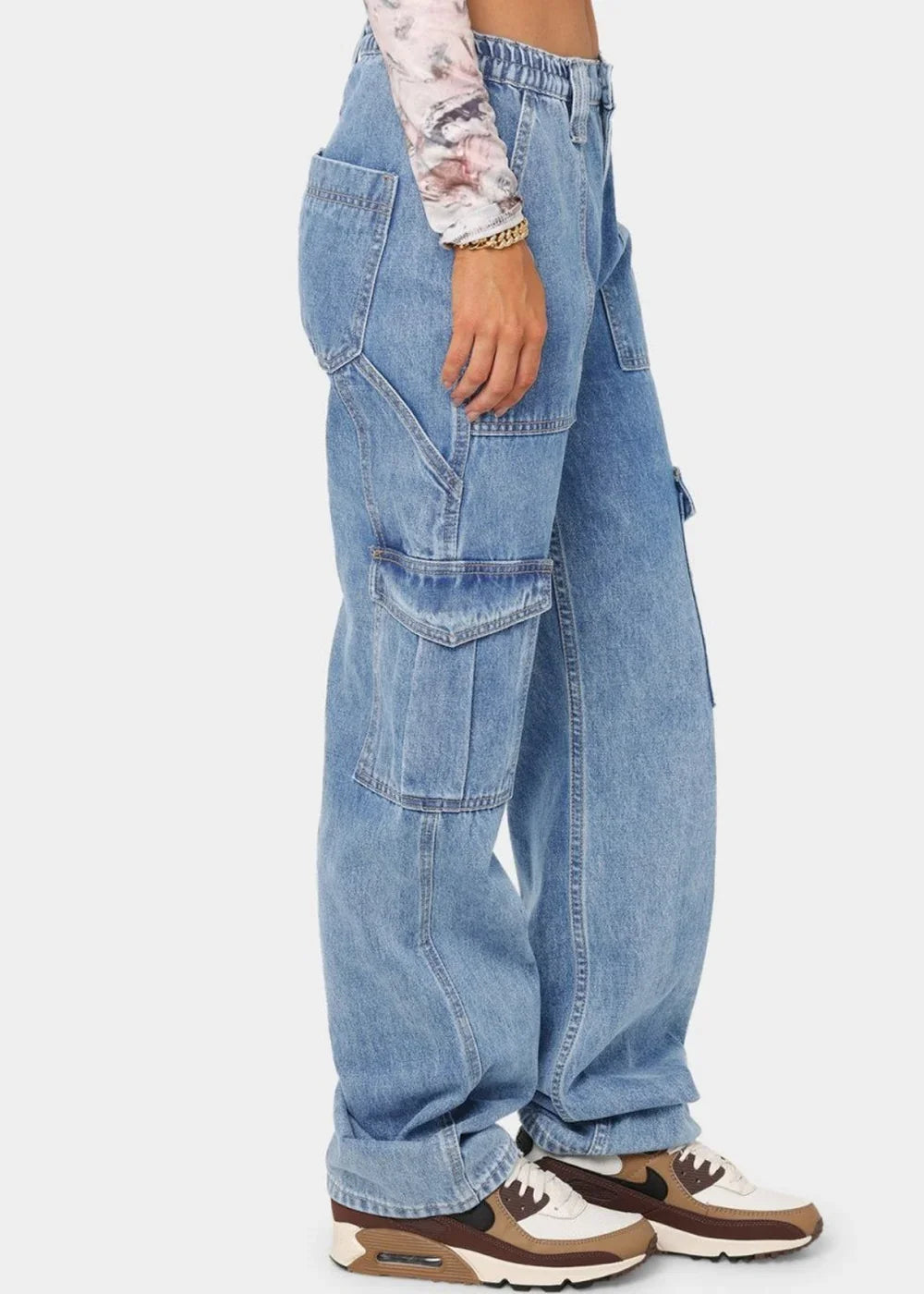 Light Mauve straight leg jeans with pockets