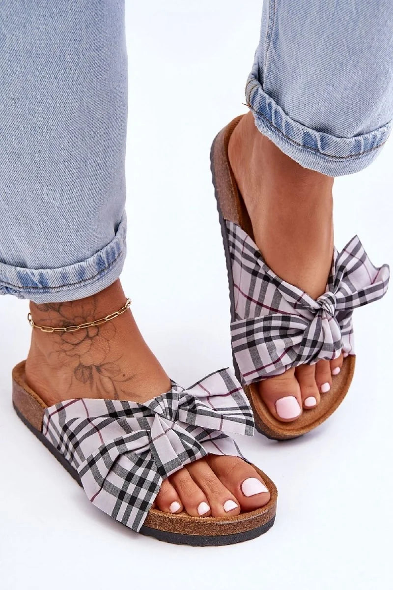 Cork Sole Flip-Flops with Bow Detail