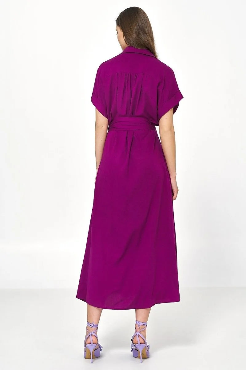 Green viscose shirt dress
