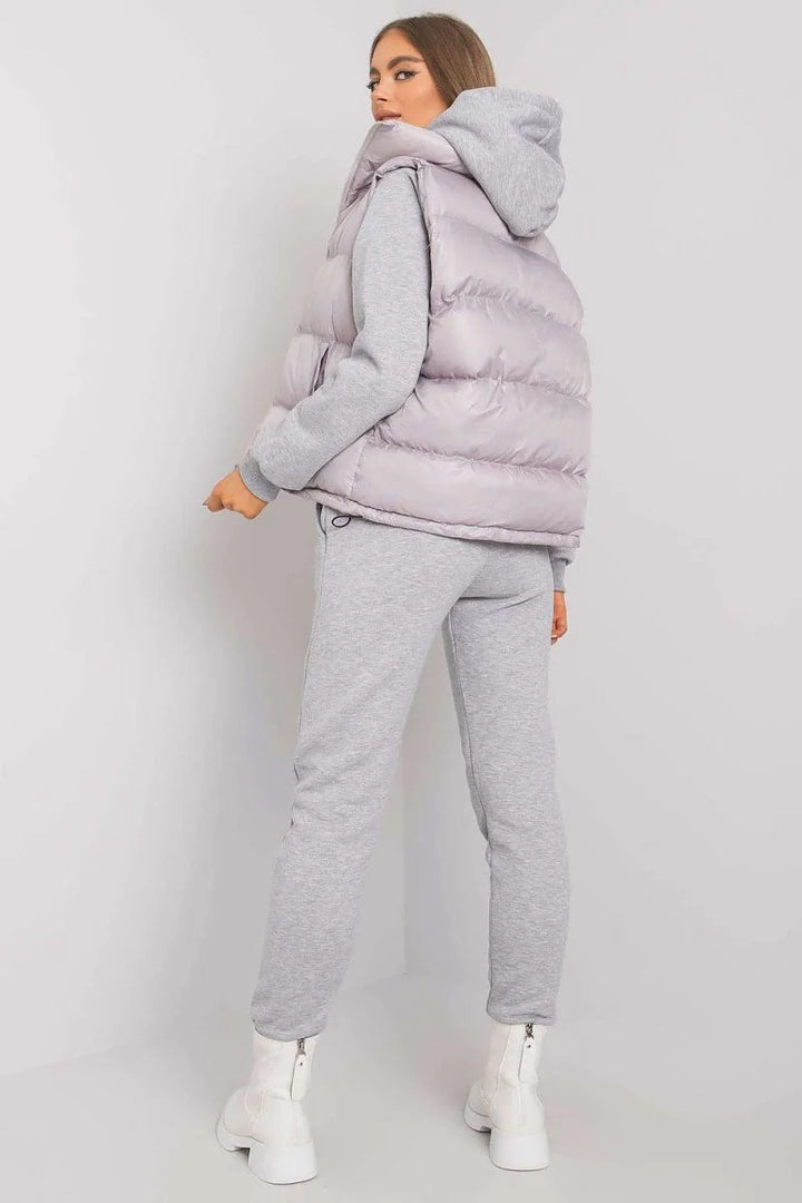 Light grey cotton-blend joggers with a regular fit, shown on a model from the back.