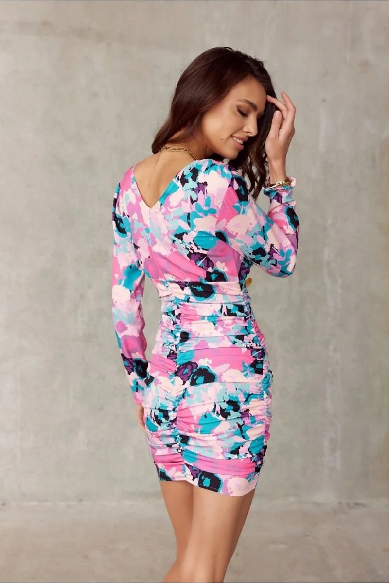 Pink fitted mini dress with a party-ready silhouette