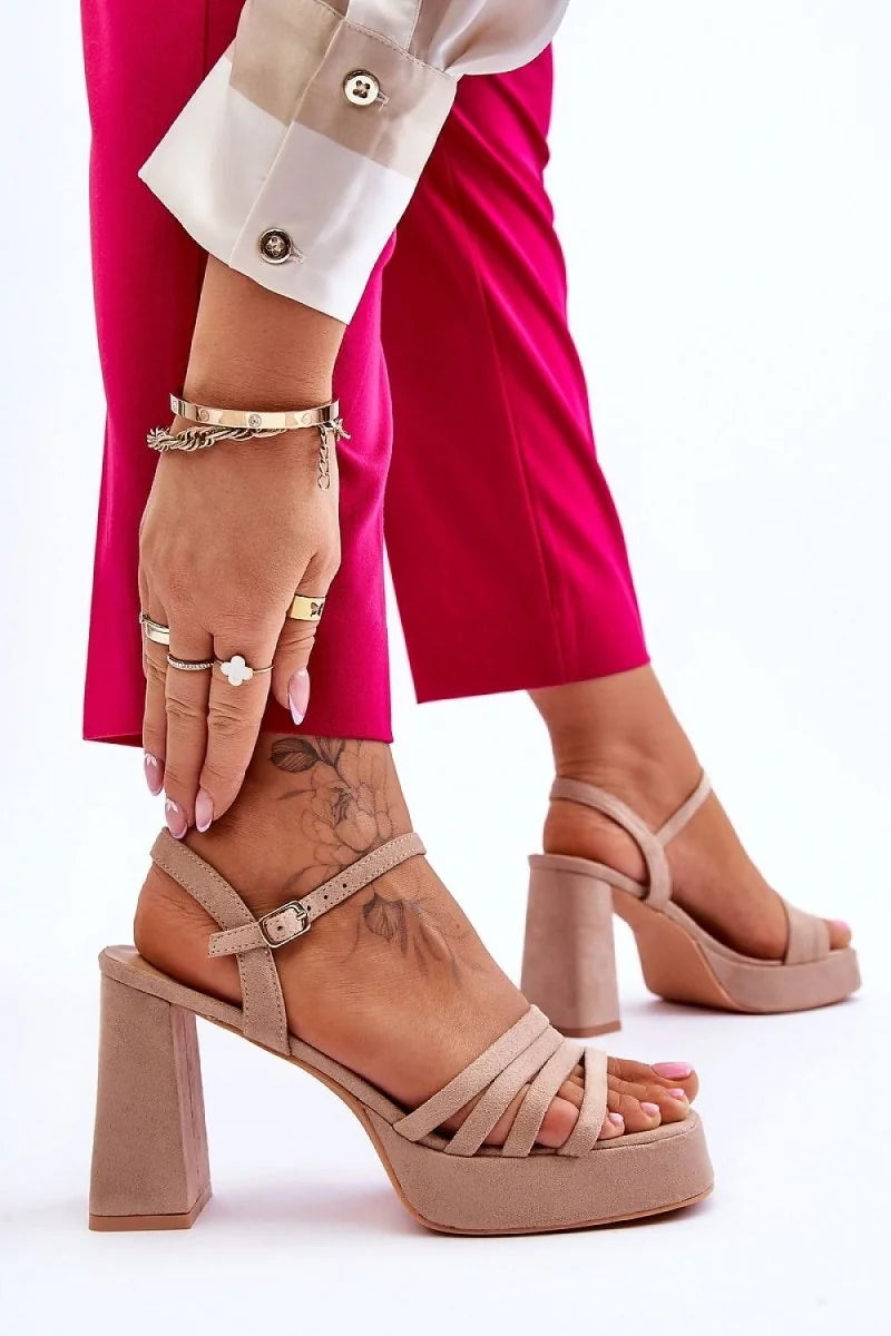 Platform Heel Sandals with Buckle Strap