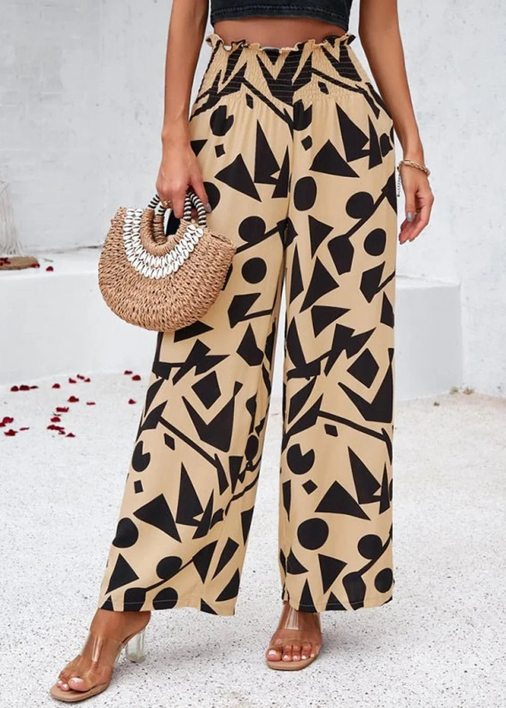 Champlain color geometric print loose trousers