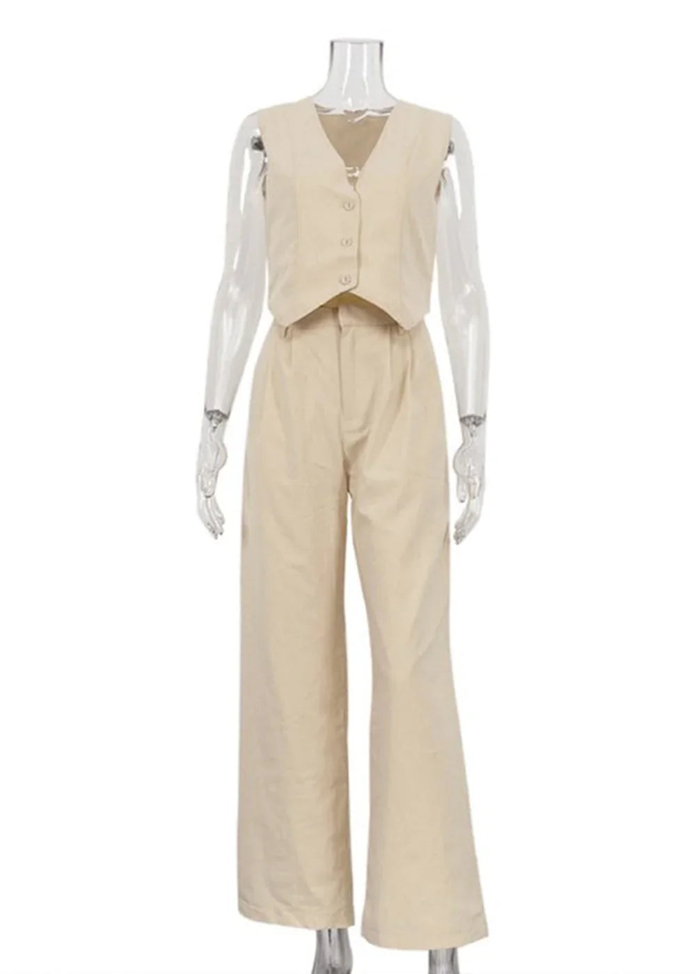 White sleeveless vest and trousers set